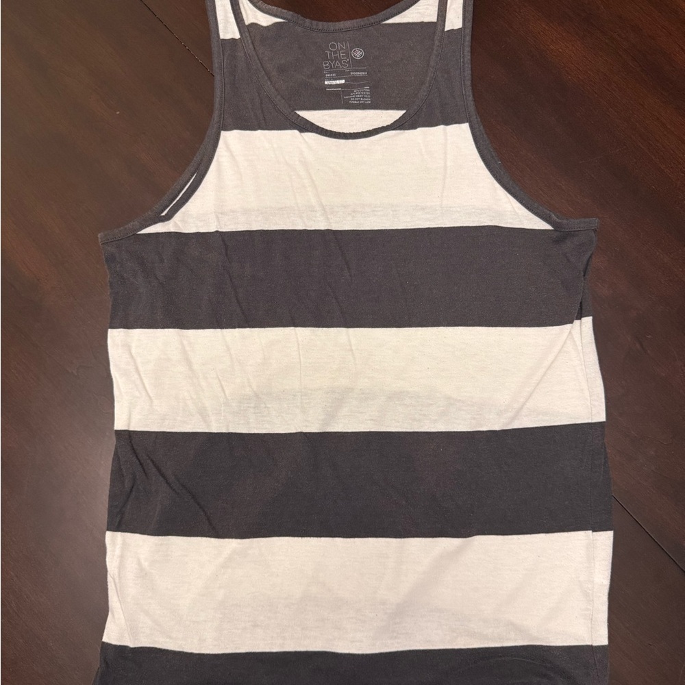 On the Byas Men's Tank Top - Black and White Stripes